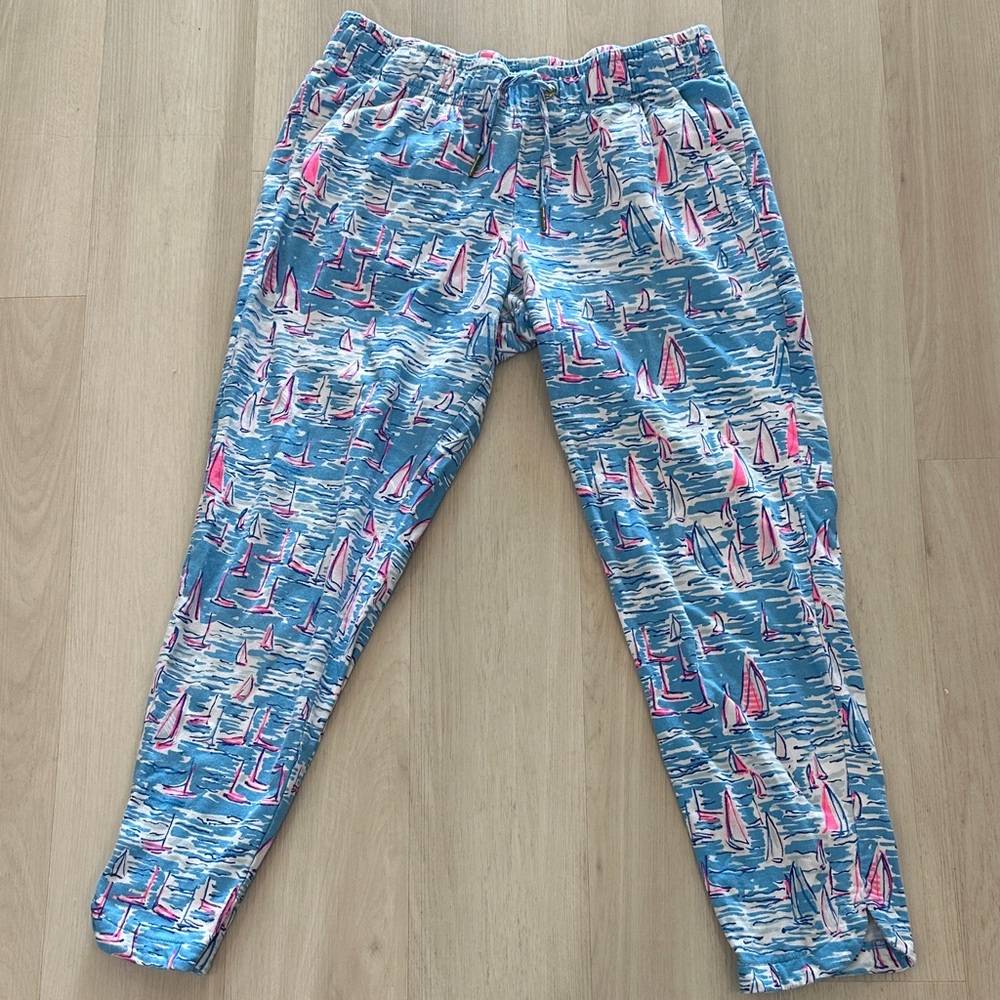 Lilly Pulitzer Blue & Pink Sailboat Print Joggers
